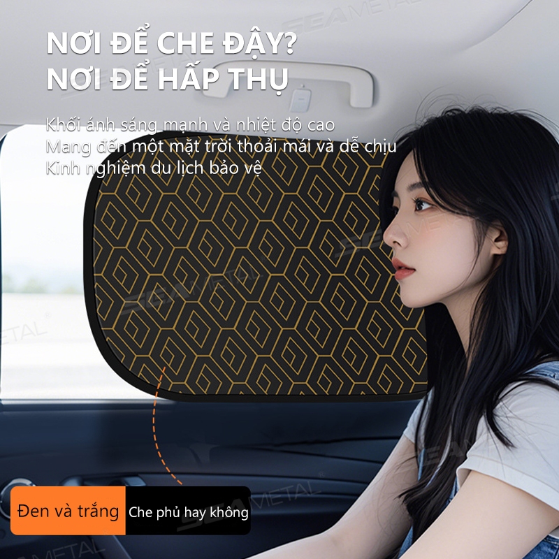 Tấm che nắng cửa sổ ô tô SEAMETAL có thể gấp lại, cách nhiệt cửa sổ bên, rèm hấp thụ chống nắng