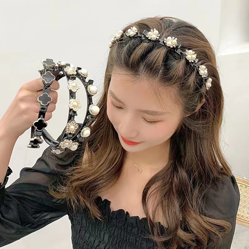 Ngọc Trai Thời Trang Bện Tóc Nữ Băng Đô Rửa Mặt Chống Trơn Trượt