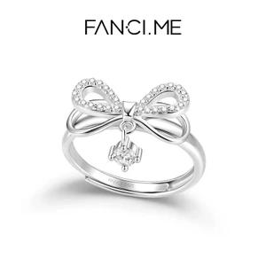 FANCIME Bướm Bạc Thời Trang Độc Đáo Có Thể Điều Chỉnh Nhẫn Quà Tặng Ngày Lễ Tình Nhân