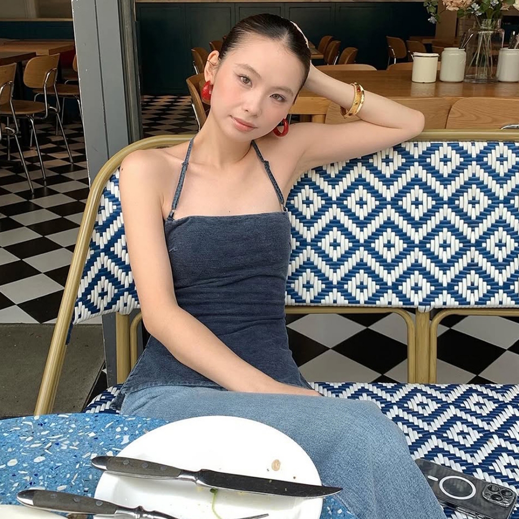 Cutenew Chắc Chắn Lưng Áo Gợi Cảm Dây Sling Chia Vai Skinny Mùa Hè Thư Giãn Hipster Nữ Mỹ Vintage Phong Cách Đường Phố