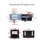 58480-3650 Worm Gear DC Motor 12V24V Trục ngắn đôi Mô-men xoắn cao 70KG.CM Với động cơ tự khóa phía trước và lùi 6RPM-470RPM Động cơ không chổi than có thể điều chỉnh — ảnh 2