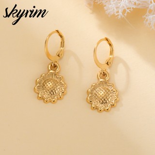 SKYRIM Charm Hoa Hướng Dương Thả Bông Tai Nữ Bé Gái Thép Không Gỉ Trang Sức Thời Trang Quà Tặng