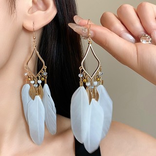 Móc tai mặt dây chuyền lông vũ phong cách châu Âu và Mỹ dành cho nữ trang trí tai tinh tế thời trang