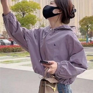 Áo khoác nylon mỏng có mũ trùm đầu thời trang Hàn Quốc dành cho nữ