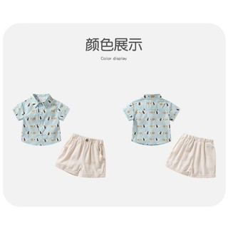 Mùa hè Hàng Mới Về Áo liền quần Bé Trai In Hình Chú Chó Con 2 Chiếc Mềm Mại Thoải Mái (Quần Áo Trẻ Em)