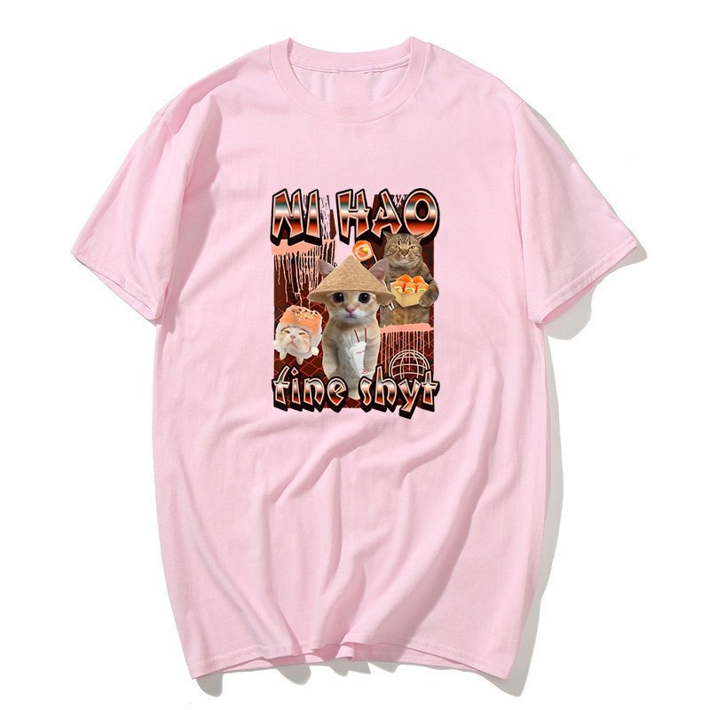 Áo thun nam nữ retro chất lượng cao, thiết kế dễ thương, cotton, size quá khổ