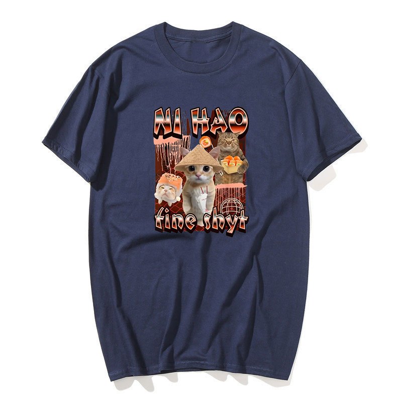 Áo thun nam nữ retro chất lượng cao, thiết kế dễ thương, cotton, size quá khổ