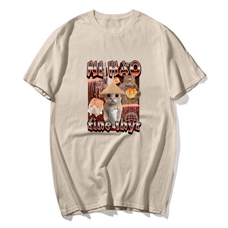 Áo thun nam nữ retro chất lượng cao, thiết kế dễ thương, cotton, size quá khổ