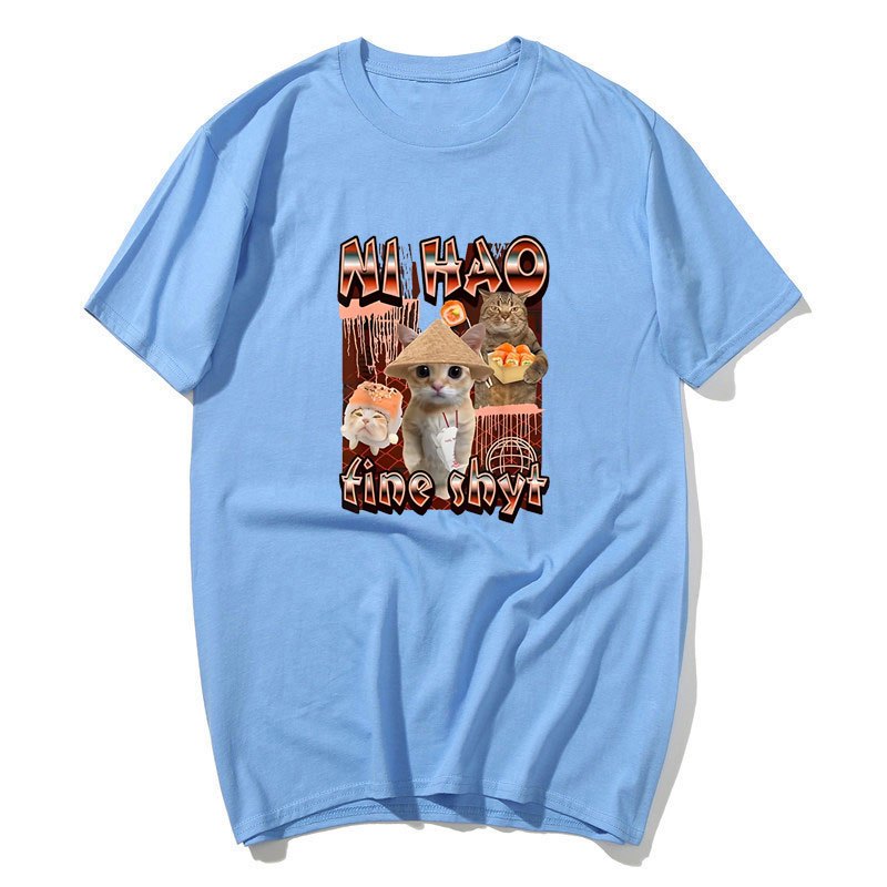 Áo thun nam nữ retro chất lượng cao, thiết kế dễ thương, cotton, size quá khổ