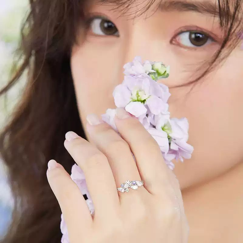 FANCIME Nhẫn Wisteria Tím Nữ Thiết Kế Độc Đáo Bạc Sterling Quà Tặng Ngày Lễ Tình Nhân