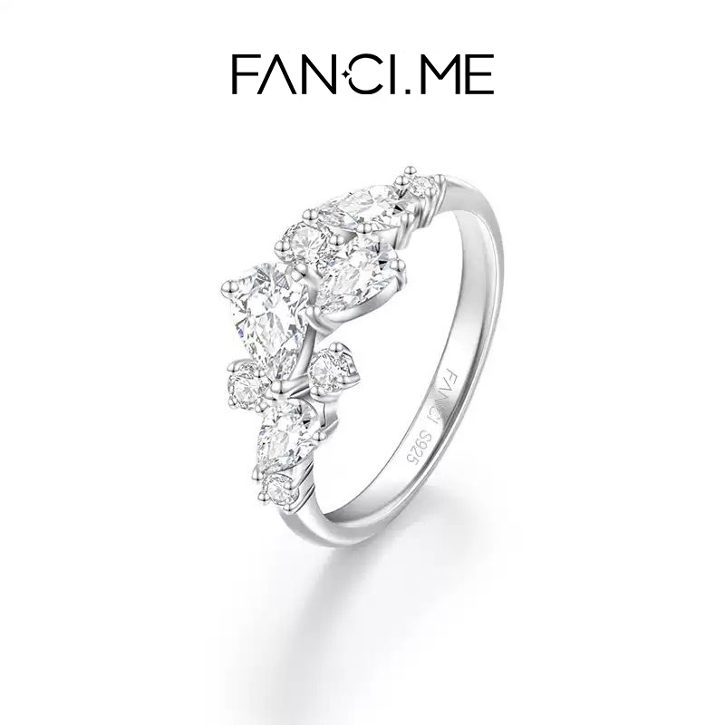 FANCIME Nhẫn Wisteria Tím Nữ Thiết Kế Độc Đáo Bạc Sterling Quà Tặng Ngày Lễ Tình Nhân