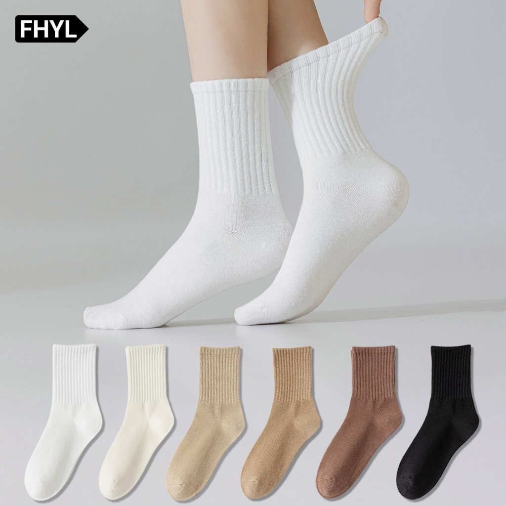 Vớ FHYL cotton cổ cao màu trơn phong cách Nhật Bản dễ thương thời trang dành cho nữ