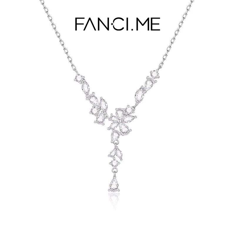 FANCIME Vòng cổ bạc Wisteria Bloom tinh tế dành cho nữ Mặt dây chuyền xương đòn nhiều lớp cho quà tặng ngày lễ tình nhân Quà tặng sinh nhật năm mới cho cô ấy [Dòng hoa Wisteria]