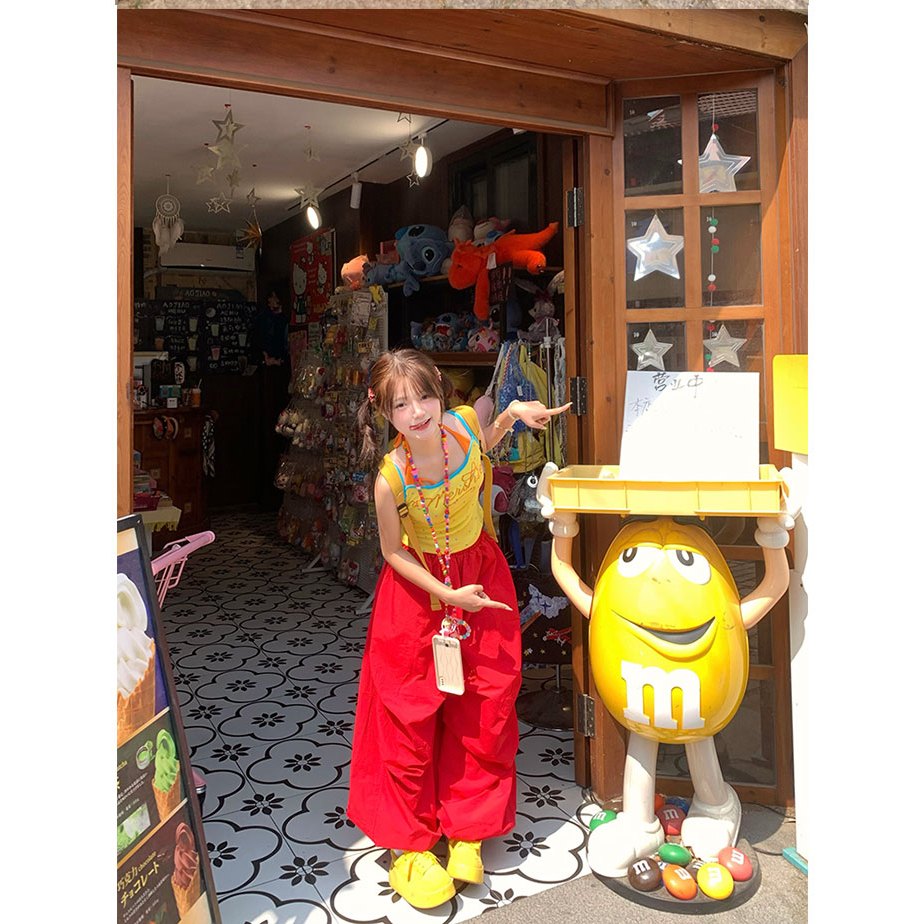 [BANKO] Phụ Nữ Mỹ Mùa Hè Phong Cách Mới Retro Chấm Kim Cương In Chữ Ngôi Sao In Hình Đầy Đủ