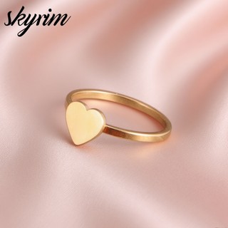 SKYRIM Nhẫn Trái Tim Tình Yêu Lãng Mạn Cho Nữ Thép Titan Thời Trang Cưới Ban Nhạc