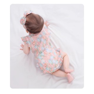 Bé Sơ Sinh Bé Gái Mùa Hè Cottom Áo Liền Quần Dễ Thương Hoa Hồng Tay Ngắn Quần Áo Liền Quần Cho Bé (0-24 Tháng)