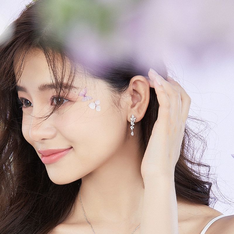 FanciMe Tinh Tế Wisteria Bông Tai Bông Tai Sterling Bạc Tối Giản Phong Cách Sang Trọng Sinh Nhật Ngày Lễ Tình Nhân Quà Tặng Năm Mới Cho Người Phụ Nữ