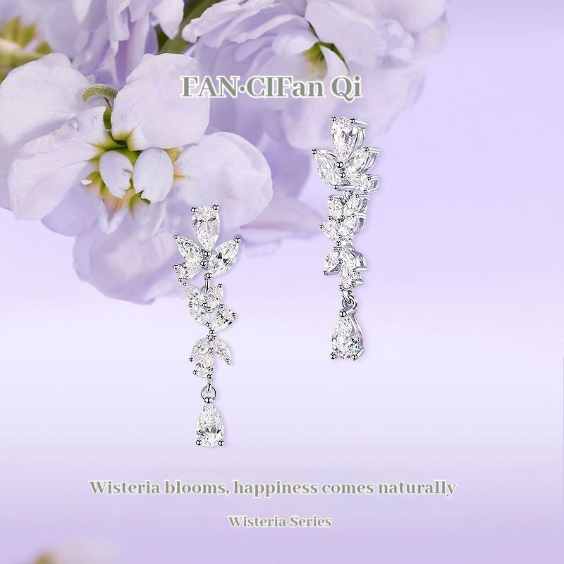 FanciMe Tinh Tế Wisteria Bông Tai Bông Tai Sterling Bạc Tối Giản Phong Cách Sang Trọng Sinh Nhật Ngày Lễ Tình Nhân Quà Tặng Năm Mới Cho Người Phụ Nữ