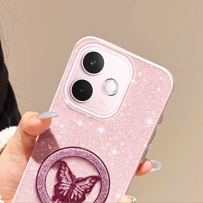YBD 3D Bướm Giá Đỡ Cho OPPO A5 Pro A5X 5G 4G Vỏ Điện Thoại Lấp Lánh Bột Đầy Đủ Vỏ Mềm