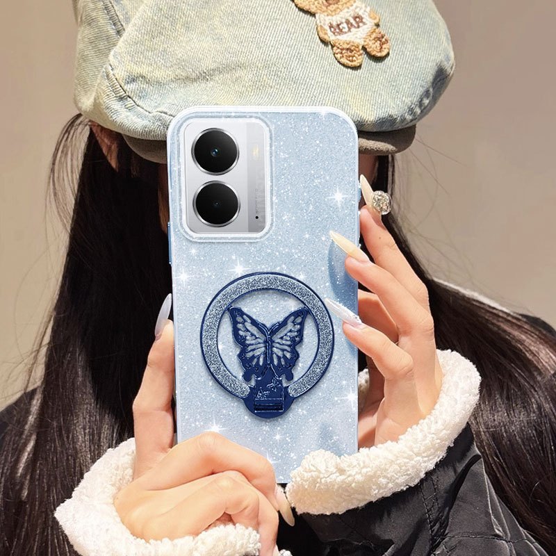 Giá đỡ bướm YBD 3D cho Realme 15 Pro Realme 14T Realme 14 Pro Plus Realme 14 Pro + 5G Vỏ điện thoại Bột lấp lánh Vỏ mềm hoàn toàn