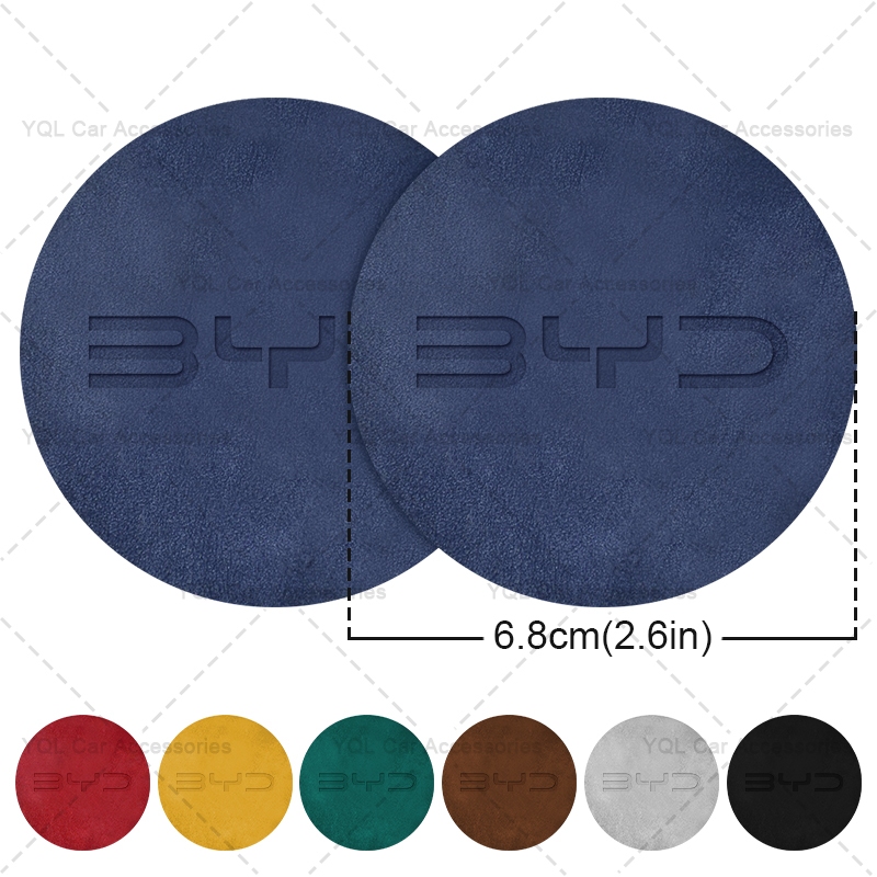 2 Chiếc Da Lộn Xe Coaster Chống Trơn Trượt Cốc Thảm Xe Nước Miếng Lót Cho BYD Atto 3 Yuan Plus F3 E6 F0 G3 I3 Ea1 Bài Hát Max Tang