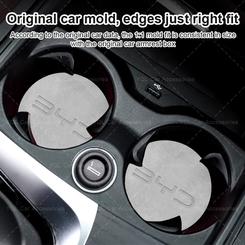 2 Chiếc Da Lộn Xe Coaster Chống Trơn Trượt Cốc Thảm Xe Nước Miếng Lót Cho BYD Atto 3 Yuan Plus F3 E6 F0 G3 I3 Ea1 Bài Hát Max Tang