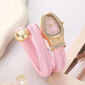 Đồng hồ nữ có dây đeo đàn hồi khảm kim cương Đồng hồ thạch anh tinh tế Serpentine