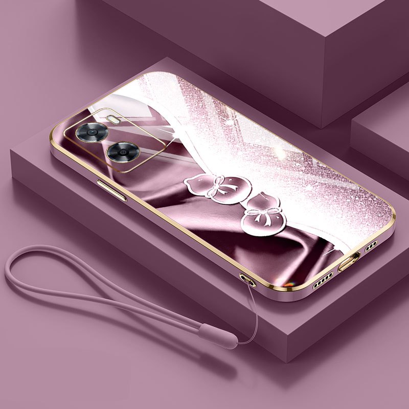 Ốp Điện Thoại YBD Cho OPPO A57 2022 A77 A57E A57S A77S 4G Mạ Điện Kim Cương Bầu Họa Tiết Dây Treo