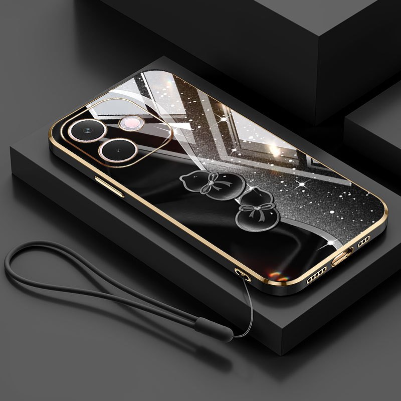 Ốp Điện Thoại YBD Cho OPPO A5X A5 Pro 4G 5G Mạ Điện Kim Cương Bầu Họa Tiết Dây Treo