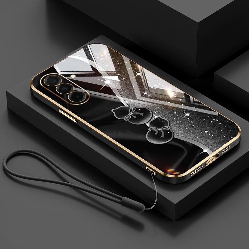 Ốp Điện Thoại YBD Cho Samsung Galaxy M56 A56 A54 A55 A36 A25 A26 A34 A35 5G 4G Dây Đeo Họa Tiết Bầu Kim Cương Mạ Điện