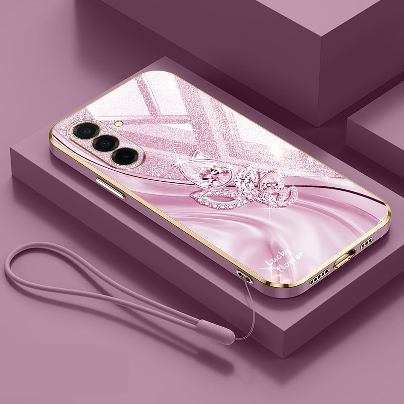 Ốp Điện Thoại YBD Cho Samsung Galaxy M56 A56 A54 A55 A36 A25 A26 A34 A35 5G 4G Dây Đeo Họa Tiết Bầu Kim Cương Mạ Điện