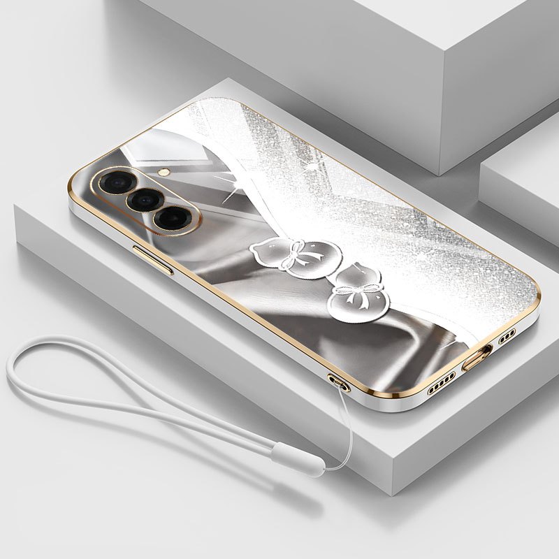 Ốp Điện Thoại YBD Cho Samsung Galaxy M56 A56 A54 A55 A36 A25 A26 A34 A35 5G 4G Dây Đeo Họa Tiết Bầu Kim Cương Mạ Điện