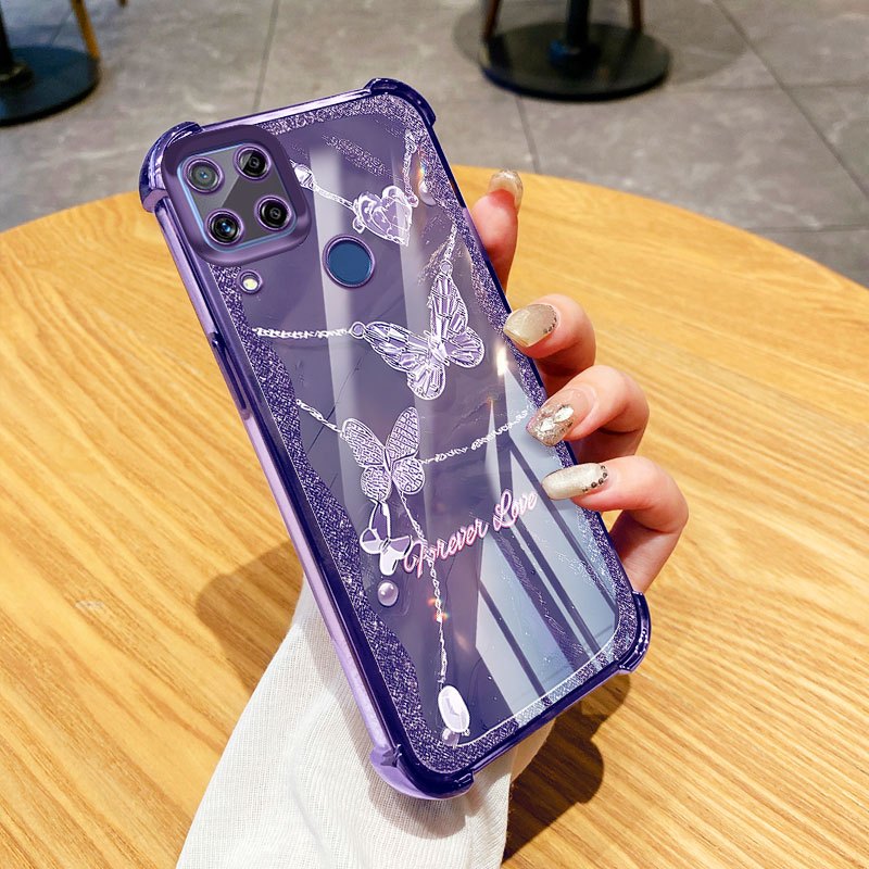 Vỏ Bướm YBD Girl Cho OPPO Realme C20 C20A C11 C15 C12 C25 C21 C25 C21Y C25Y Narzo 20 30A 50A Ống Kính Chống Rơi Túi Khí Bốn Góc Bao Gồm