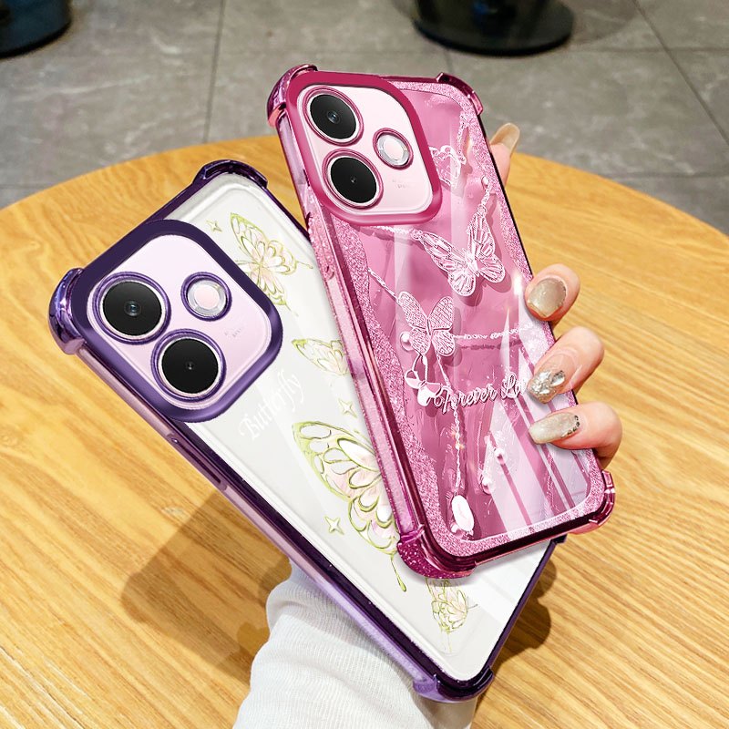 Vỏ Bướm YBD Girl Cho OPPO A6C A5i A5 Pro A3X A5X A58 A3X A60 4G 5G Ống Kính Chống Rơi Túi Khí Bốn Góc Bao Gồm