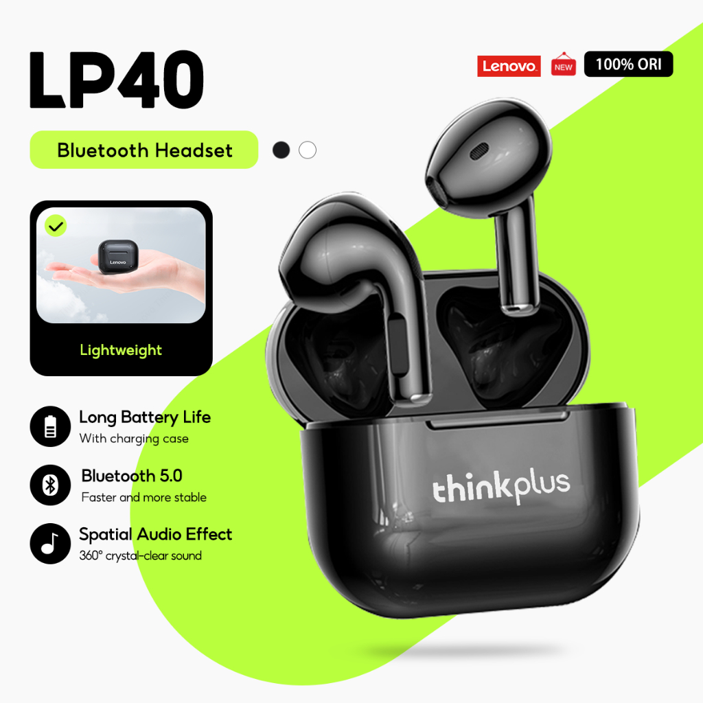 Tai nghe Lenovo LP40 PRO và LP40 LP40S IPX5 Tai nghe không dây đích thực Bluetooth 5.1 HD Stereo Chơi game có độ trễ thấp với Mic Music