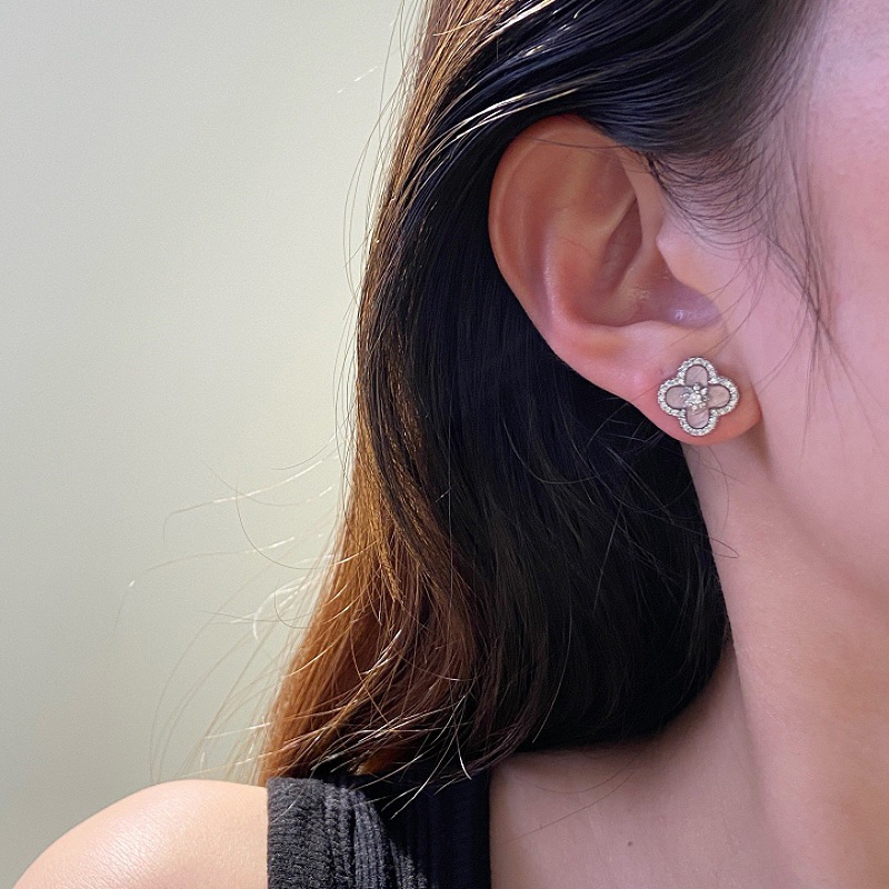 Bông tai zircon hoa hồng tinh tế dành cho nữ, bông tai ngọt ngào và cao cấp Bông tai khí chất sang trọng nhẹ nhàng