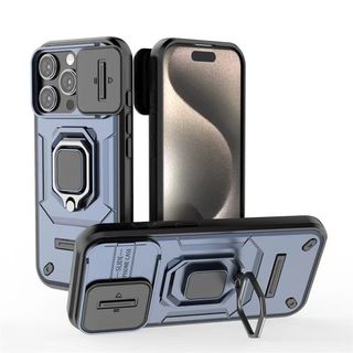 Dành cho iPhone 16 Pro Max 15 Pro Max 13 14 Pro 15 Plus, bảo vệ ống kính cửa sổ đẩy gấu chiến đấu, giá đỡ vòng từ tính ô tô, vỏ bảo vệ điện thoại TPU chống rơi và chống khóa