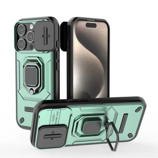 Dành cho iPhone 16 Pro Max 15 Pro Max 13 14 Pro 15 Plus, bảo vệ ống kính cửa sổ đẩy gấu chiến đấu, giá đỡ vòng từ tính ô tô, vỏ bảo vệ điện thoại TPU chống rơi và chống khóa