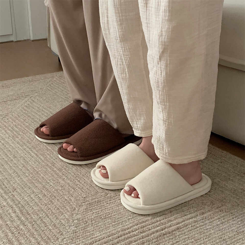 Xixitiao Cotton Vải Lanh Dép Đơn Giản Bốn Mùa Thoải Mái Đế Mềm Giày Sandal Nhà Nam Nữ