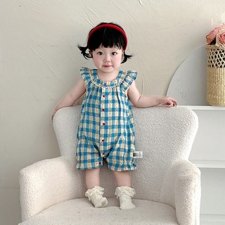 Sơ Sinh Bé Gái Mùa Hè Cotton Dễ Thương Rompers Lưới Hoa In Hình Quần Áo Tay Ngắn Cho Bé Retro Áo liền quần (0-24 Tháng)
