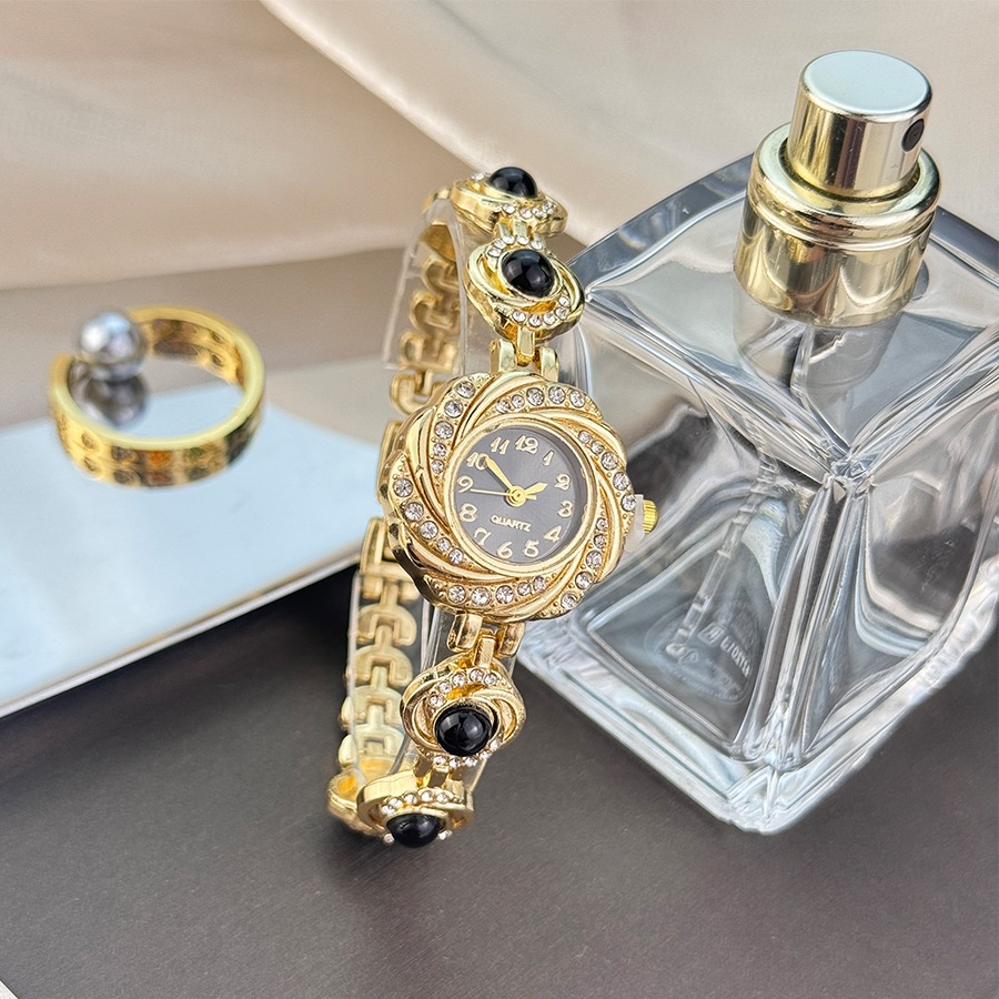 Đồng hồ nữ Kim cương đính kim cương Đồng hồ đeo tay sang trọng nhẹ nhàng Đồng hồ thạch anh hướng dương vàng