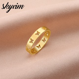 SKYRIM Charming Vàng Rỗng Nhẫn Bướm Thời Trang Nữ Trang Sức Tối Giản