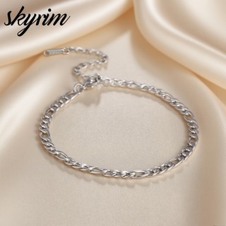 Vòng tay bằng thép không gỉ SKYRIM dành cho nam nữ Phụ kiện thời trang đa năng để mài mòn hàng ngày-Length17 + 5cm