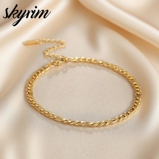Vòng tay bằng thép không gỉ SKYRIM dành cho nam nữ Phụ kiện thời trang đa năng để mài mòn hàng ngày-Length17 + 5cm