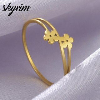 SKYRIM Nhẫn Nữ Thanh Lịch Thép Không Gỉ Rỗng Charm Hoa Trang Sức Thời Trang
