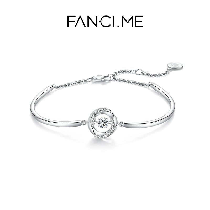 FanciMe 3 giây Tình Yêu Sterling Bạc Lắc Tay Vòng Tay Thanh Lịch Quà Tặng Sinh Nhật Dây Xích Tay