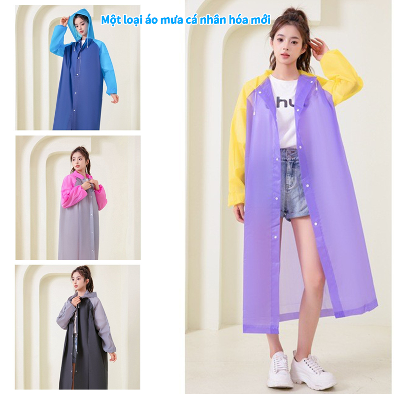 Áo mưa một mảnh áo mưa thân dài chống bão một người luyoo19, vải EVA dày, nhiều tùy chọn màu sắc, chất lượng cao có thể tái sử dụng, có thể dùng làm áo mưa xe máy, vật dụng xe máy phải có trong những ngày mưa