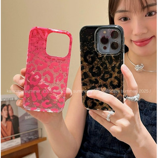 Ốp Điện Thoại Kim Sa Lấp Lánh Báo Màu Hồng Hàn Quốc Cho iPhone 17Promax 16Promax 14 15 Pro Max 13 Chống Sốc Hai Lớp imd Nữ Điện Thoại Di Động