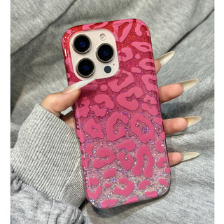 Ốp Điện Thoại Kim Sa Lấp Lánh Báo Màu Hồng Hàn Quốc Cho iPhone 17Promax 16Promax 14 15 Pro Max 13 Chống Sốc Hai Lớp imd Nữ Điện Thoại Di Động