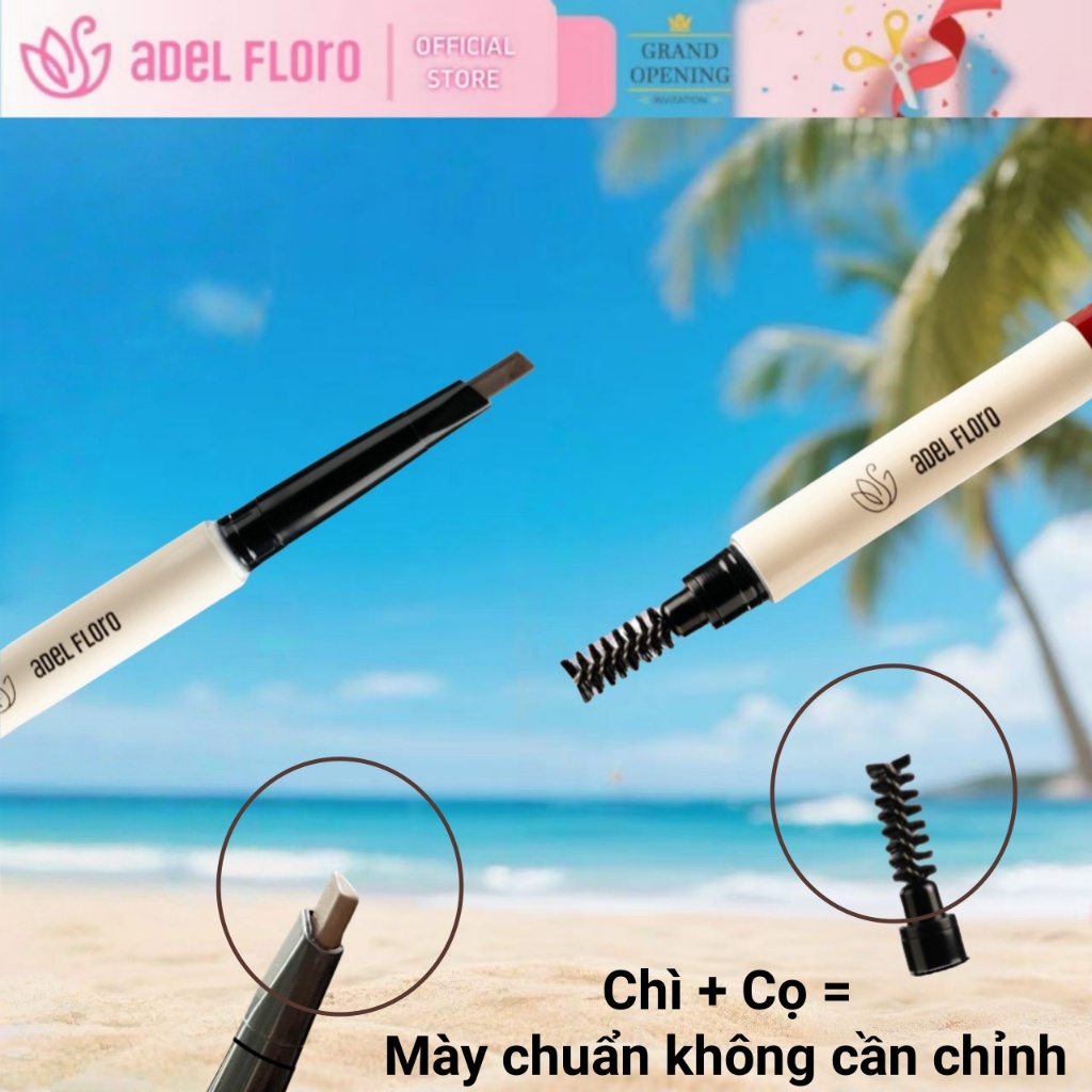【Adel Floro】2in1 Bút Chì+Cọ Kẻ Lông Mày KHÔNG TRÔI NƯỚC💧- Phong Cách Hàn Quốc Tự Nhiên! - Giá Sốc! 💯
